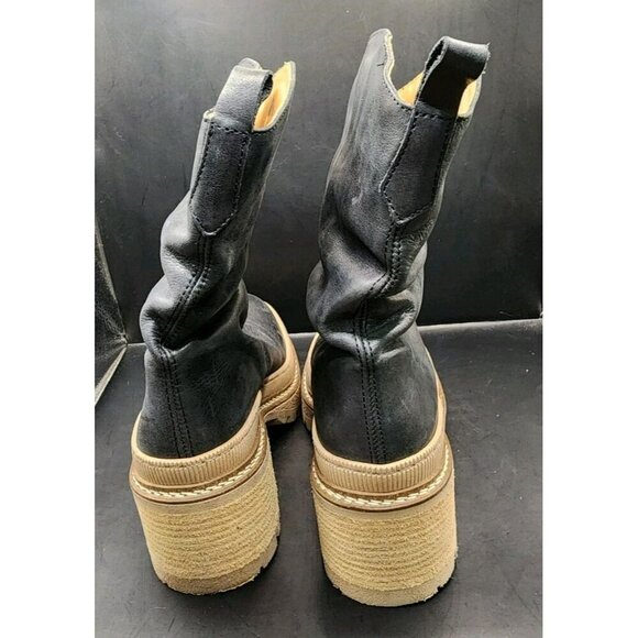 Free People Women's Mel Black Leather Slouch Boot Size 6 Boho Western - Picture 5 of 10